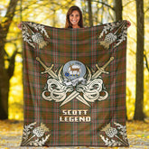 Clan Scott Brown Modern Tartan Gold Courage Symbol Blanket VF90 Clan Scott (Scott Tartan) Tartan Today